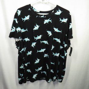 Torrid Sleep Plus Size 2X Black Shark Print Flutter Sleeve T-Shirt
